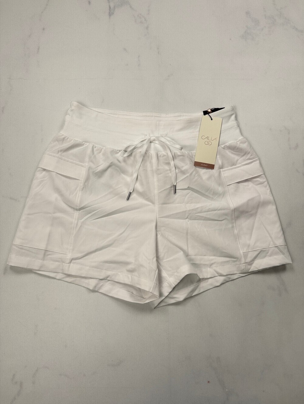 Callia Journey Shorts Athletic White Modern Sporty Mid Rise - Womens S NWT